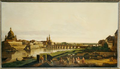 A View of Dresden from the Right Bank of the River Elbe Above the Augustusbrucke by Bernardo Bellotto