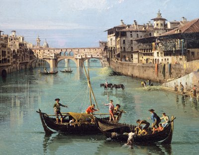 Arno River and Ponte Vecchio in Florence by Bernardo Bellotto