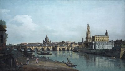Dresden Seen from the Right Bank of the Elbe, Beneath the Augusts Bridge, 1748 by Bernardo Bellotto