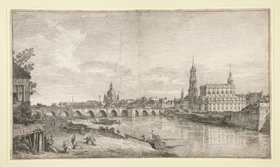 View of the Bridge at Dresden over the Elbe by Bernardo Bellotto