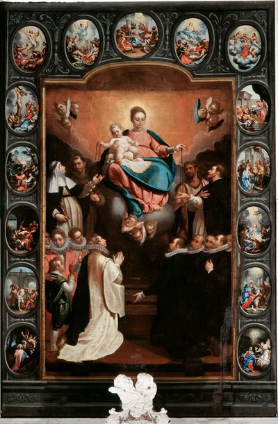 Virgin with Child and Mysteries of the Rosary by Bernardo Castello