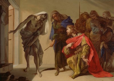 Saul and the Witch of Endor. c. 1650-56 by Bernardo Cavallino