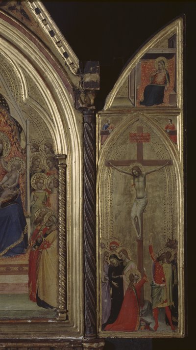Triptych (right panel) The Crucifixion of Christ and Annunciation (top) by Bernardo Daddi
