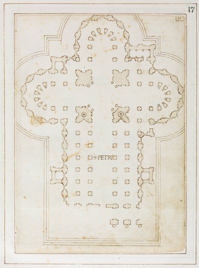 Plan of St Peter’s, Codex Coner, 1513-15 by Bernardo Della Volpaia Bernardo Della Volpaia