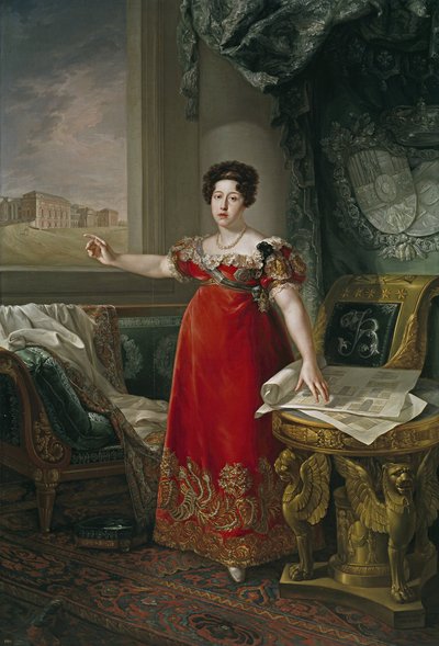 Maria Isabel of Portugal in front of the Prado Museum by Bernardo Lopez y Piquer