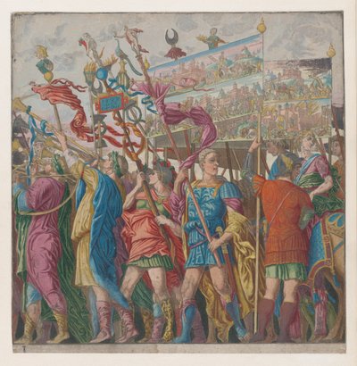 Sheet 1: Soldiers carrying banners depicting Julius Caesar