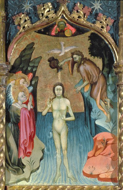 Altarpiece depicting the Baptism of Jesus by St. John the Baptist from the Church of Cabrera by Bernardo Martorell
