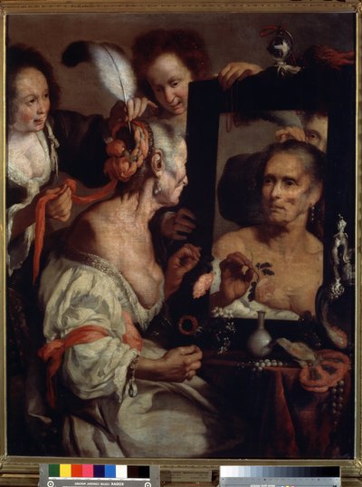 Old coquette, vanitas by Bernardo Strozzi