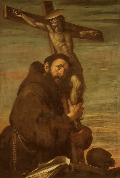 St Francis of Assisi embracing a crucifix by Bernardo Strozzi