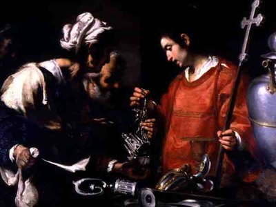St. Lawrence Distributes His Wealth to the Poor by Bernardo Strozzi