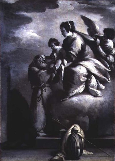 The Virgin Holds Out the Christ Child to the Blessed Felix of Cantalice by Bernardo Strozzi