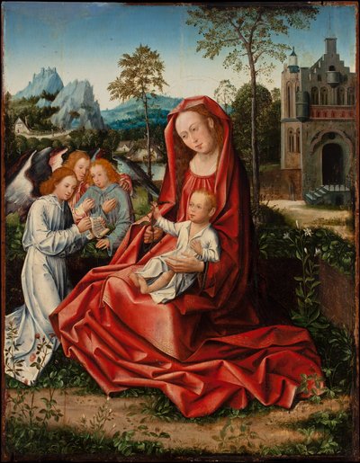 Virgin and Child with Angels, c.1530-1550 by Bernart van (follower of) Orley