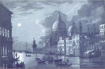 Nocturnal Scene of the Grand Canal and Santa Maria della Salute, Venice, engraved by Brizeghel by Berselli (after)