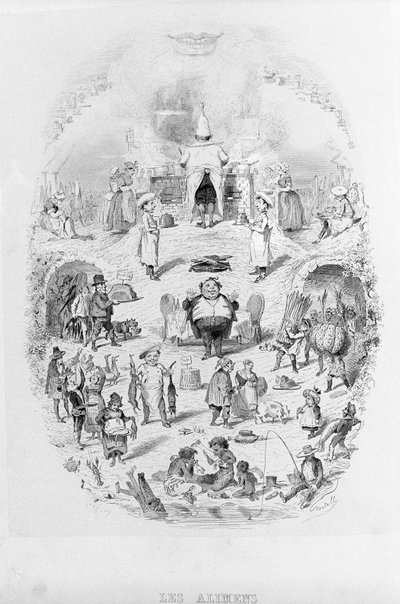 Food: Cooking and Different Ways of Preparing Food in Brillat - Savarin Illustrated by Bertall. Paris 1840 by Bertall