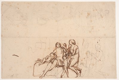Various drafts including relief "Adam and Eve" 1838 and "Atalanta" relief: Villa Torlonia 1837 by Bertel Thorvaldsen