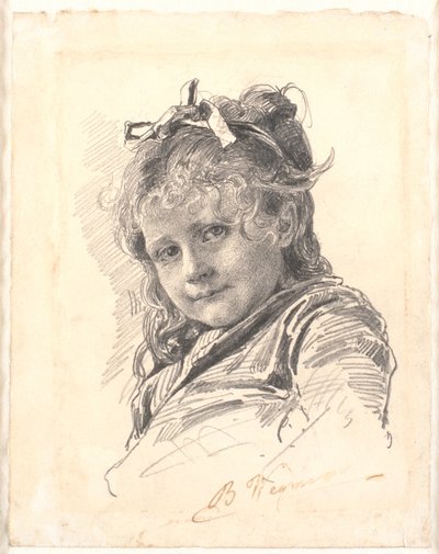 Portrait of a Little Girl with Long Hair and Hairband by Bertha Wegmann