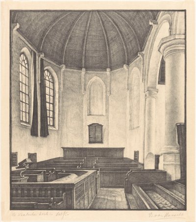 The Walloon Church in Delft by Bertha van Hasselt (signed by artist)
