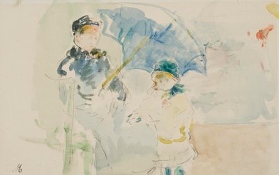 At the Beach in Nice by Berthe Morisot