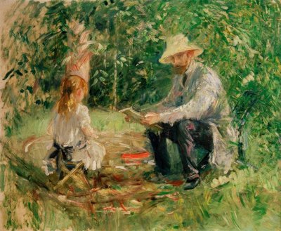 Eugène Manet and His Daughter in the Garden by Berthe Morisot