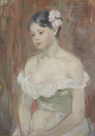Girl with decollete The Flower in Hair by Berthe Morisot