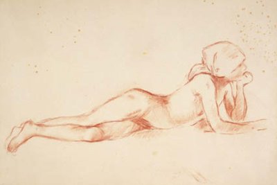Reclining, Nude Young Girl with Headscarf by Berthe Morisot