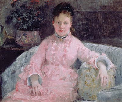 Portrait of a Woman in a pink dress by Berthe Morisot