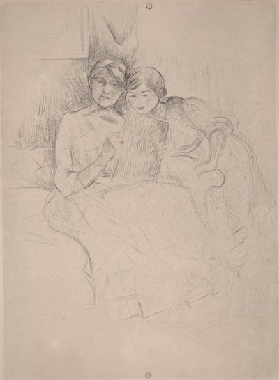 The Drawing Lesson - Berthe Morisot drawing with her daughter by Berthe Morisot