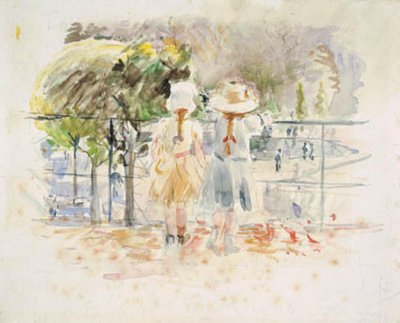 Two Little Girls at a Balustrade by the Lake in the Jardin des Tuileries, Paris by Berthe Morisot