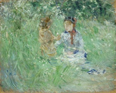 Woman and Child in a Meadow at Bougival, 1882 by Berthe Morisot