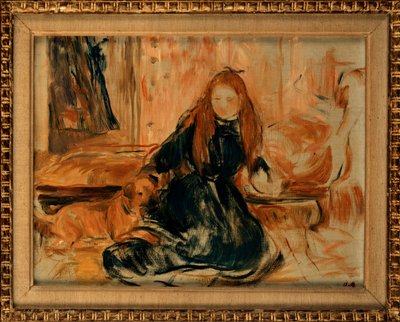 Young Girl Playing with a Dog by Berthe Morisot
