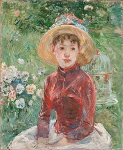 Young Girl on the Grass, the Red Bodice Mademoiselle Isabelle Lambert by Berthe Morisot