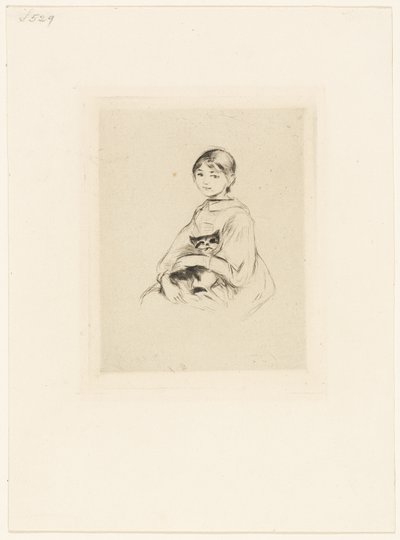 Young Girl with a Cat by Berthe Morisot