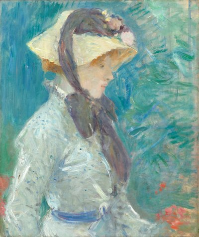 Young Woman with a Straw Hat, 1884 by Berthe Morisot
