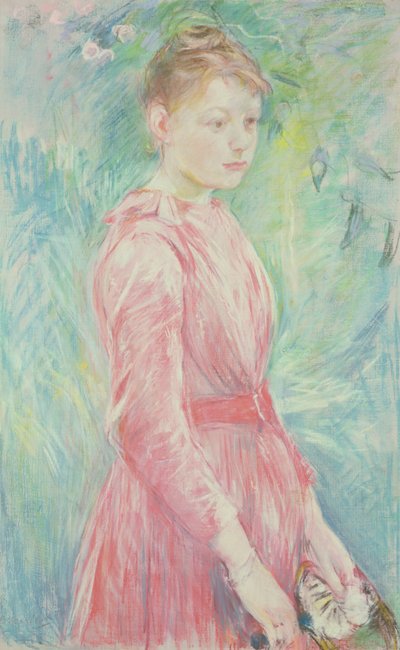 Young girl in a pink gown by Berthe Morisot