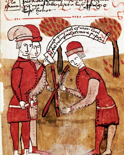 Measuring a land. Miniature taken from a survey and boundary trek by Bertrand Boysset