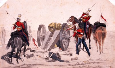 16th Lancers Killing a Sikh Gunner, Battle of Aliwal by Bethune Donald Grant