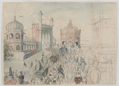 British troops in a Sikh town, probably Allahabad by Bethune Donald Grant