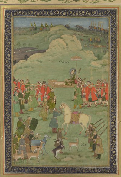 The Emperor Aurangzeb Carried on a Palanquin by Bhavanidas