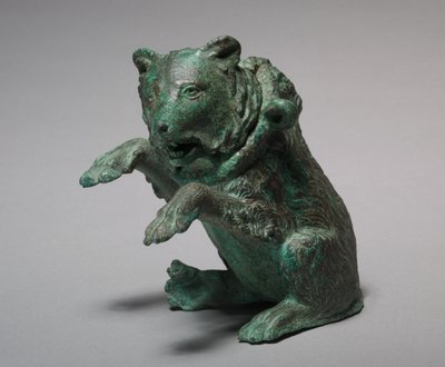 Oil Ampulla in the Form of a Dancing Bear, 3rd Century (Bronze) by Nicolas d