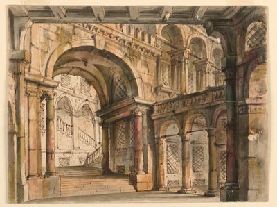 Stage Design, Palace Courtyards and Staircases by Bibiena Family, 1657