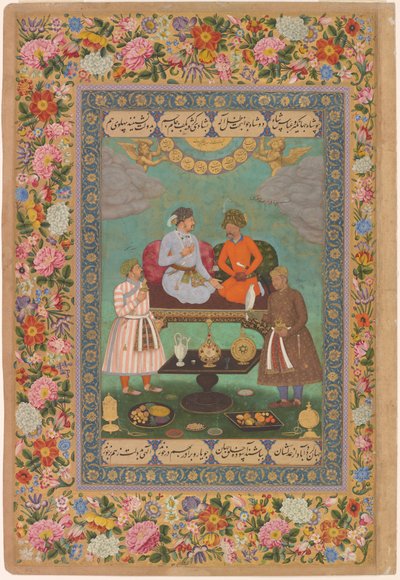 Jahangir Entertains Shah Abbas from the St. Petersburg Album, c.1620 by Bishandas
