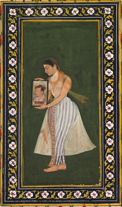 Nur Jahan Holding a Portrait of Emperor Jahangir by Bishandas