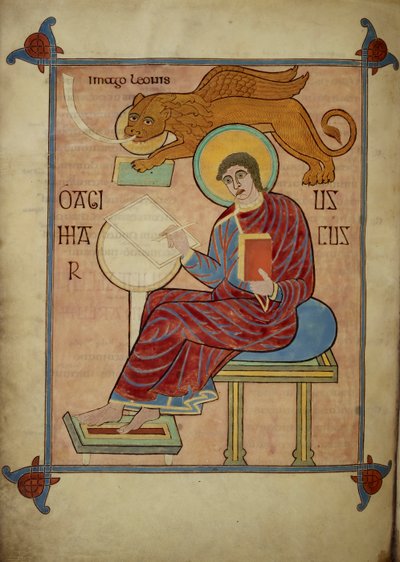 St. Mark, from the Lindisfarne Gospels, 710-21 by Bishop of Lindisfarne Eadfrith