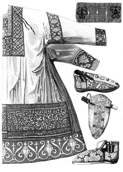 Royal garments of Charlemagne 742-814, 15th century 1849 by Bisson and Cottard
