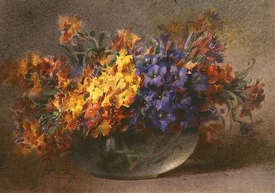 Spring Flowers in a Glass Bowl by Blanche Odin