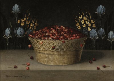 Still Life with Cherries, Lupin, and Iris by Blas de Ledesma