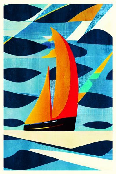 Colorful Abstract Sailboat by Bo Anderson