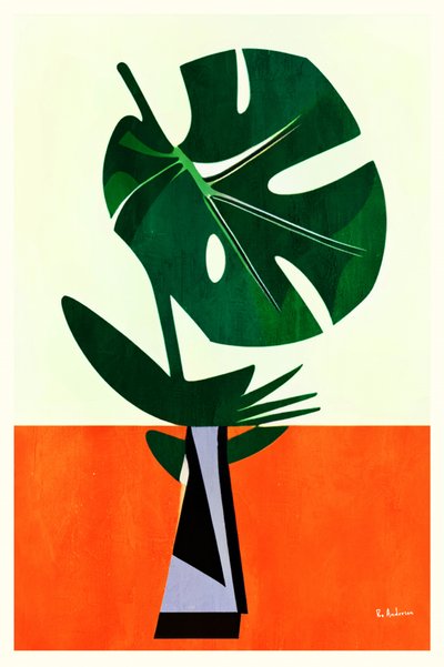 Mid Century Monstera Leaf by Bo Anderson