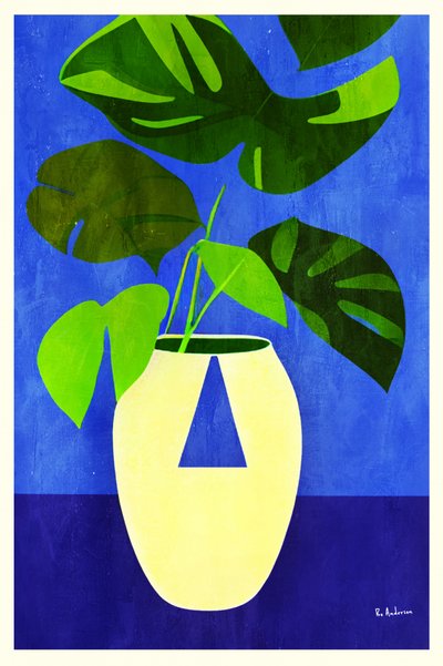 Monstera Blue Botanical by Bo Anderson