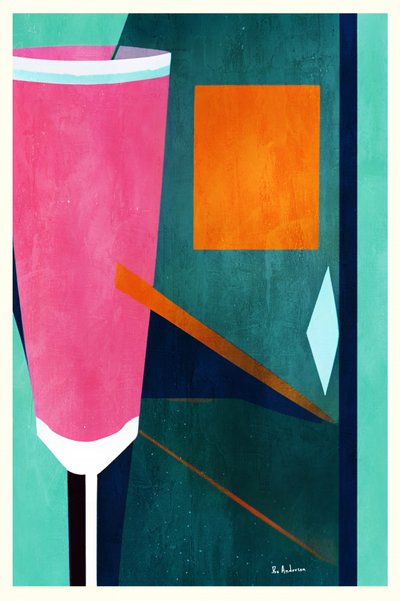 Pink Orange Geometric Abstract by Bo Anderson
